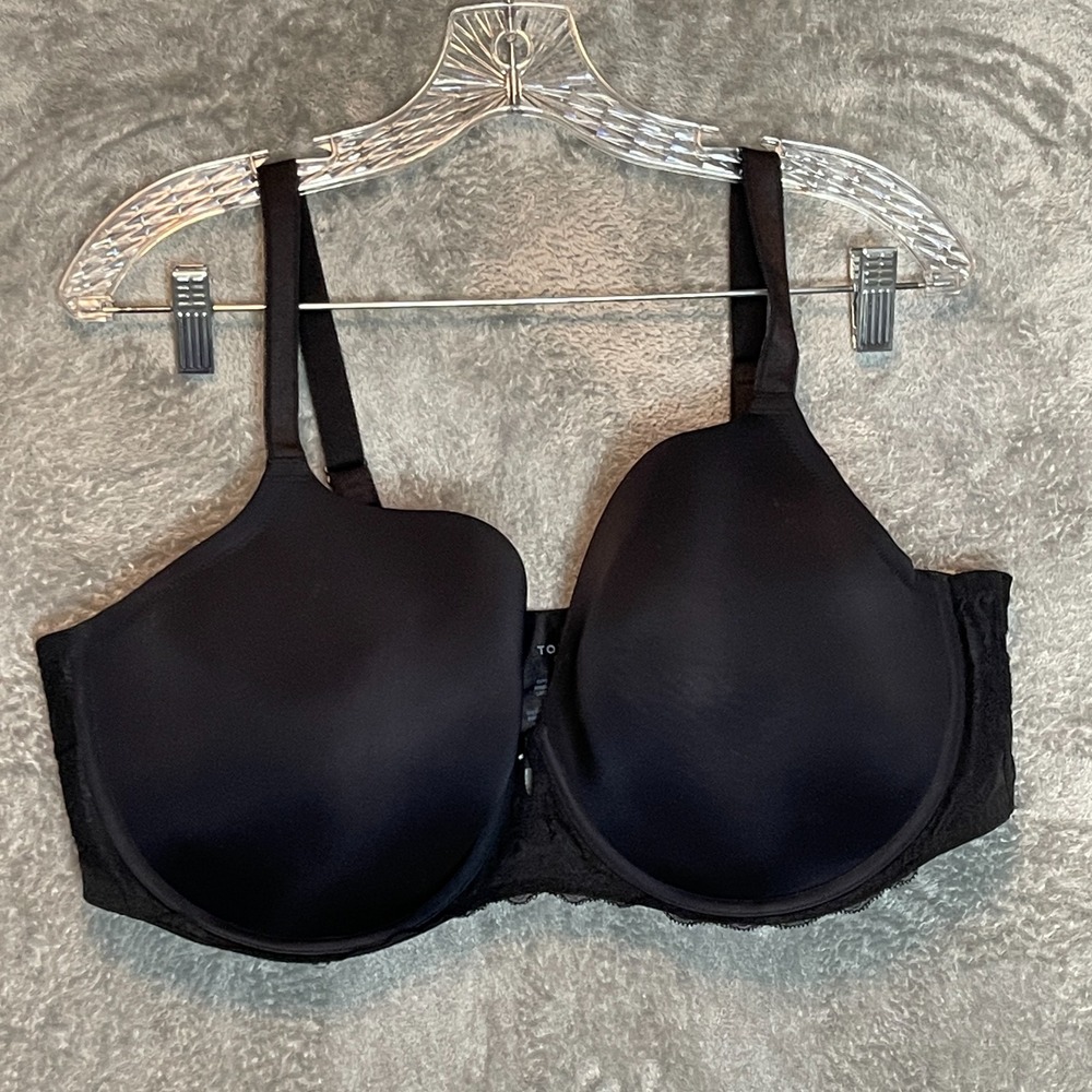 Torrid Women Sexy T Shirt Balconette Bra 46DD Black Satin Comfort Underwired